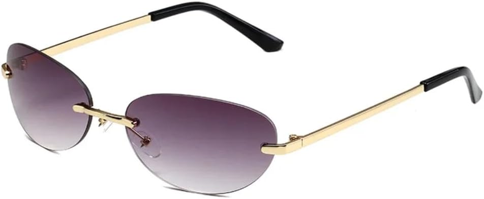 

Панк-очки для активного отдыха без оправы для мужчин и женщин, круглая оправа, «кошачий глаз», ретро-модные солнцезащитные очки с защитой от УФ-излучения UV400 KTUCN, Gold Double Grey