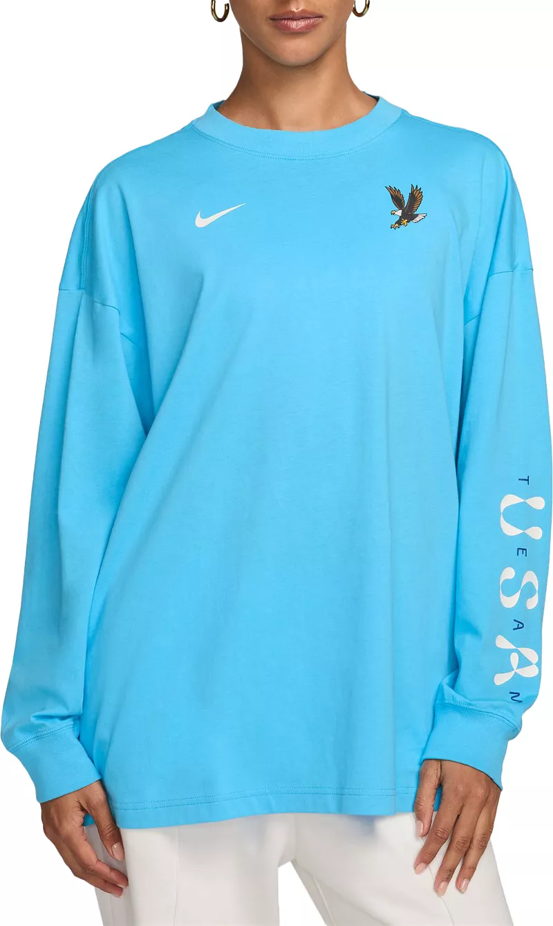 

Женская футболка с длинными рукавами Nike USA Essentials, цвет Baltic Blue