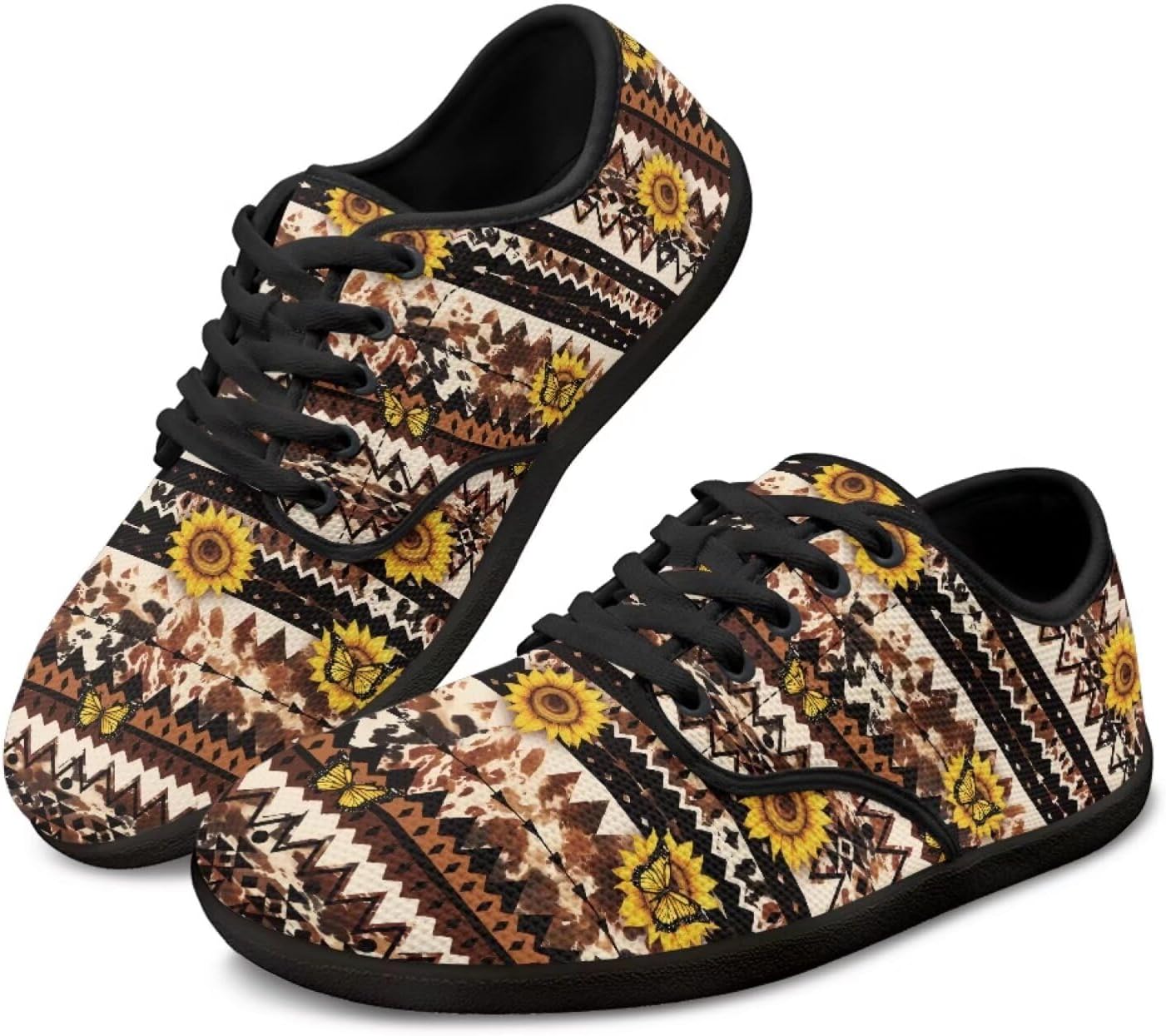 

Мужские и женские босоножки Jeiento с ацтекским узором с широким носком, кроссовки для бега с нулевым перепадом подошвы, Aztec Sunflower Butterfly