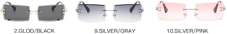 

Женские солнцезащитные очки без оправы, маленькие прямоугольные, модные, с защитой от УФ-излучения UV400, черные, серые, розовые generic, C11silver Black