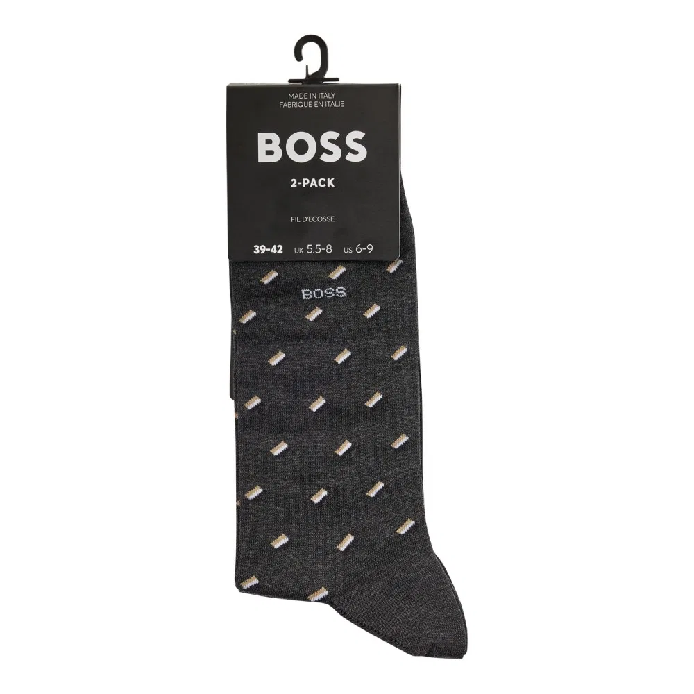 Мужские серые носки с фирменным узором, 2 пары, от Boss — фото 3