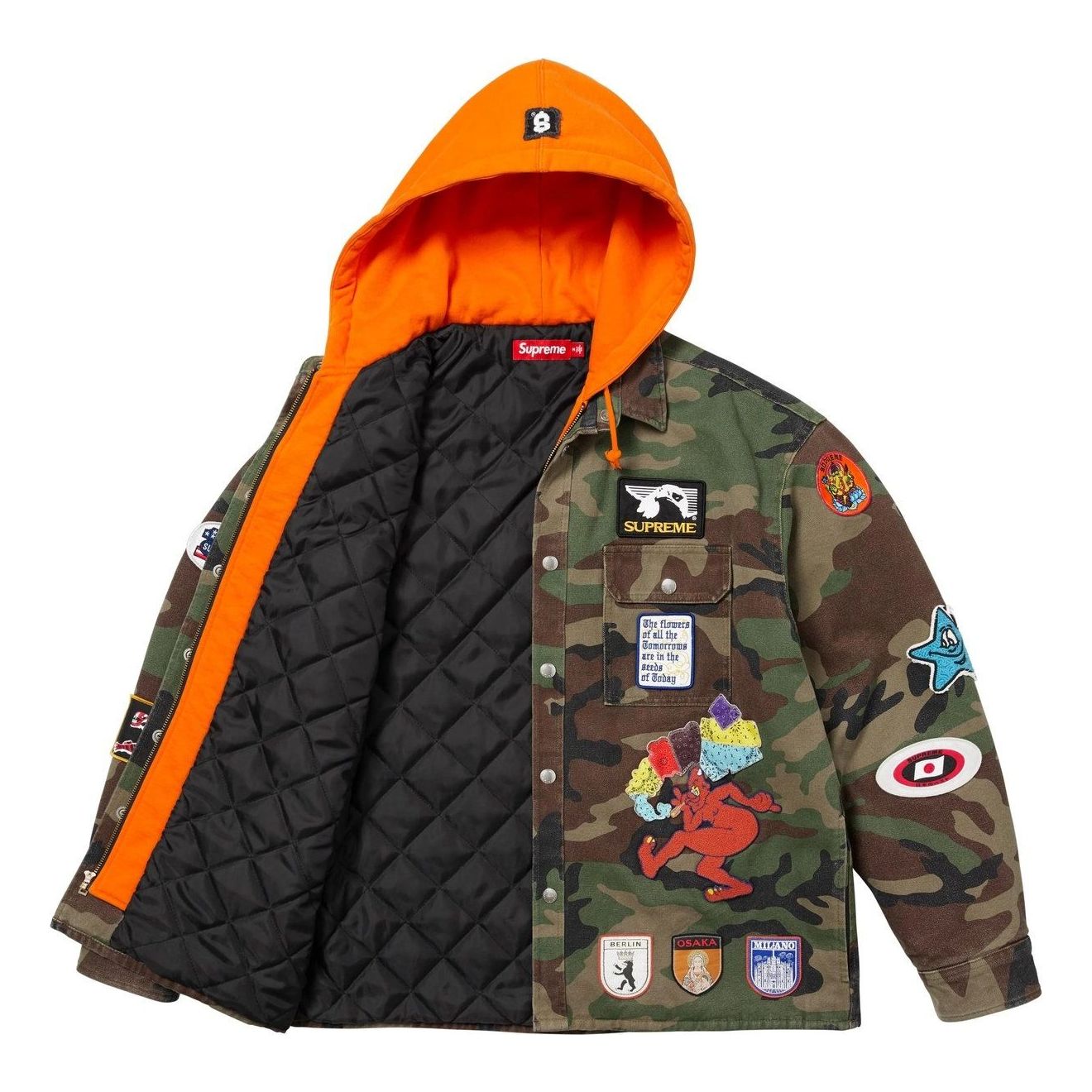 Толстовка Supreme с капюшоном и застежкой-молнией, расцветка «Woodland Camo» — фото 2