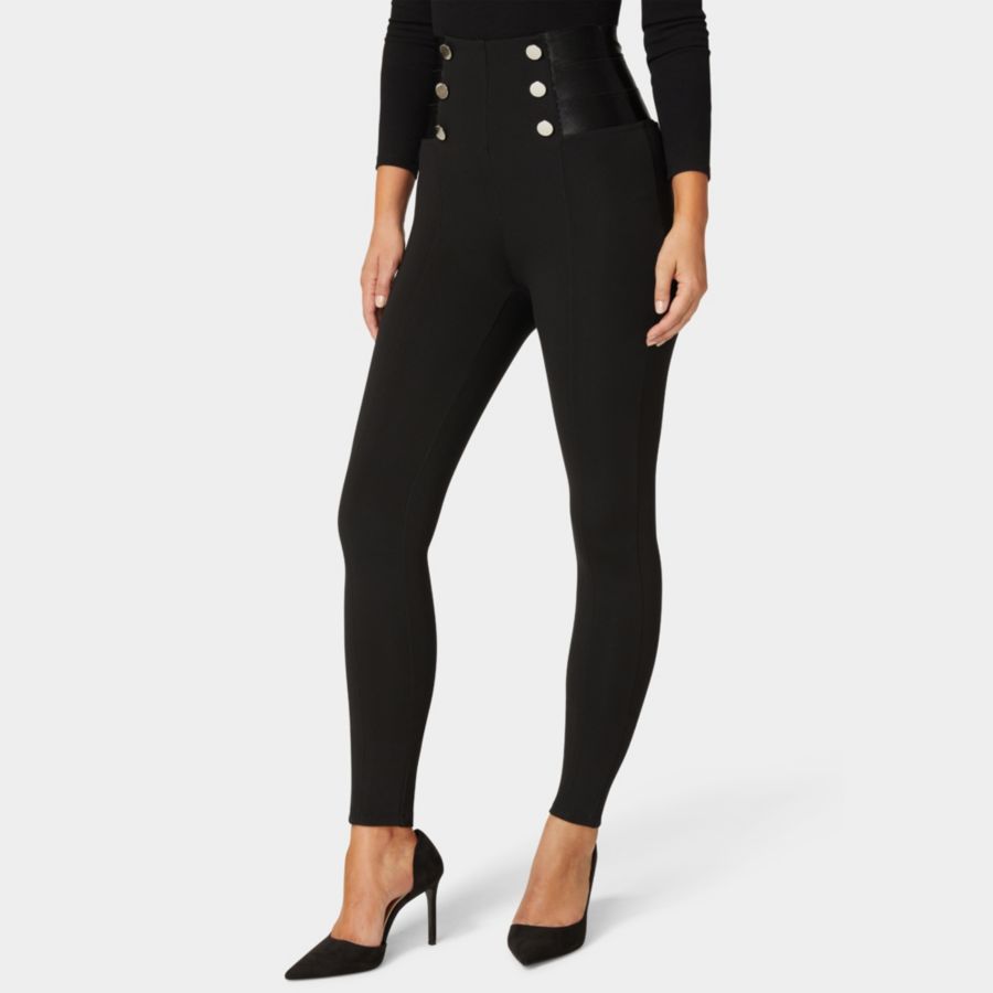 

Женские трикотажные леггинсы с высокой талией и эластичным поясом Bebe, Black