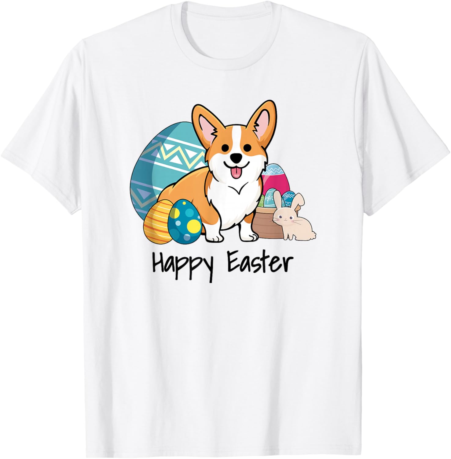 

Пасхальная футболка с изображением корги и надписью «Счастливой Пасхи» Easter Corgi Gifts, белый