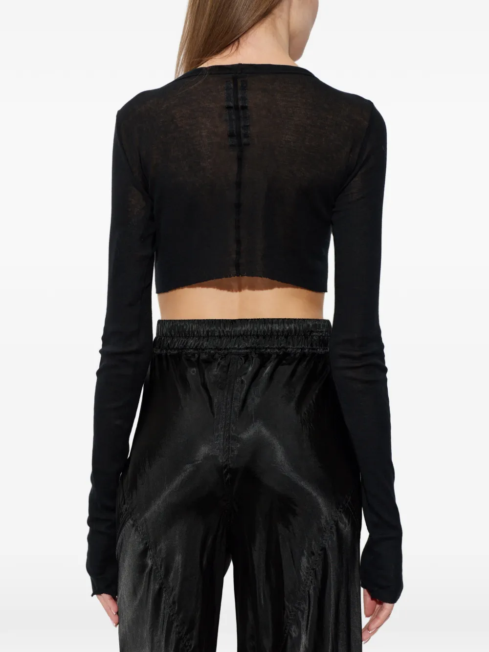 Укороченный топ с длинными рукавами Rick Owens, черный — фото 4