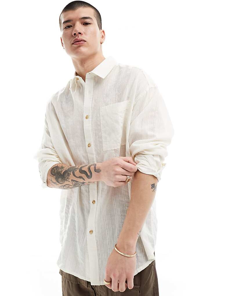 

Белая жаккардовая рубашка оверсайз в стиле 90-х ASOS DESIGN