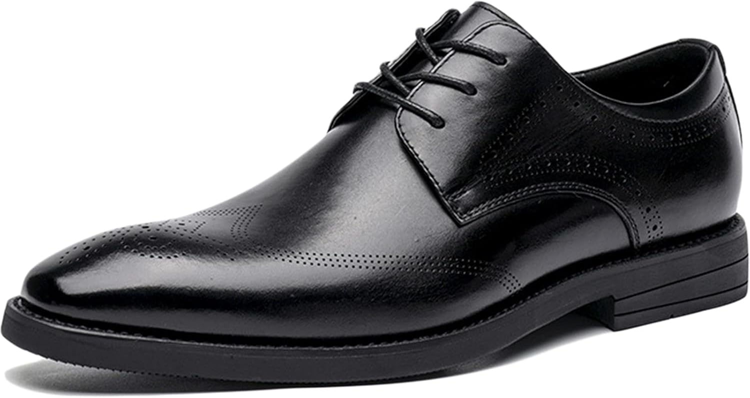 

Мужские коричневые кожаные оксфорды WKNBEU с тиснением «крыло чайки», классические деловые туфли на шнуровке для свадьбы и официальных мероприятий, кожаные туфли для выпускного или вечеринки, коричневые - US8.5-9/UK7.5-8/EU41