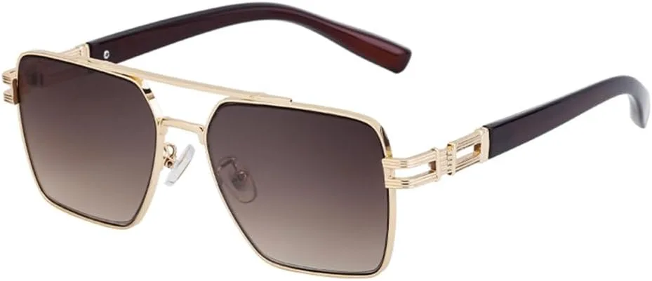 

Классические модные солнцезащитные очки для женщин и мужчин, роскошные солнцезащитные очки в стиле ретро с двойной дужкой и металлической оправой generic, C4browngray