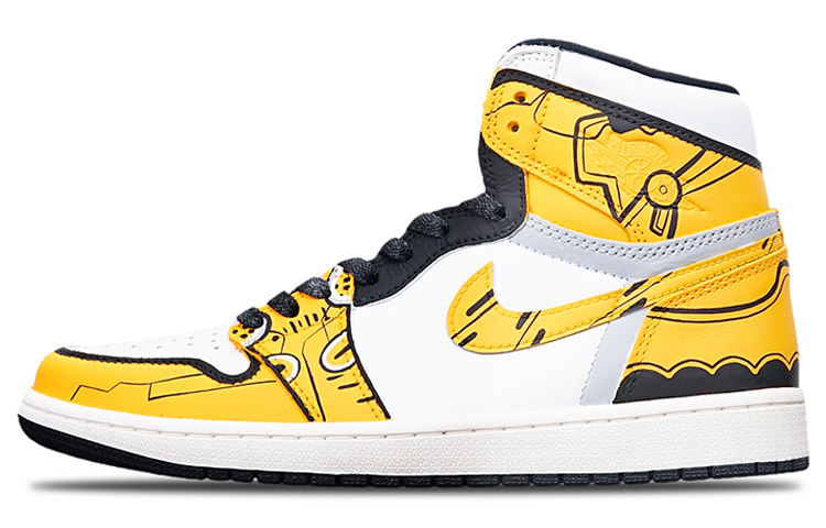 

Кроссовки Air JORDAN 1 Vintage Basketball Shoes Unisex High-Top Yellow White