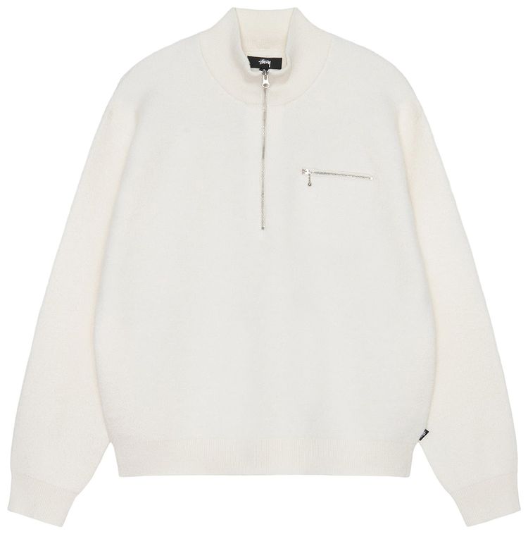 

Свитер Stussy Half Zip Mock Neck Sweater 'Ivory', кремовый