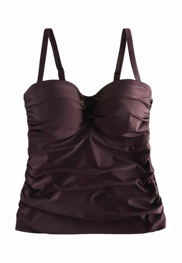 Топ для плавания Regular fit f k tummy control bandeau tankini top, Next, шоколадно-коричневый с блеском