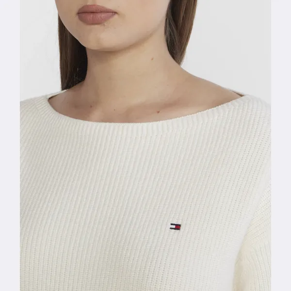 Свитер обычного кроя с открытой строчкой Tommy Hilfiger, белый — фото 4