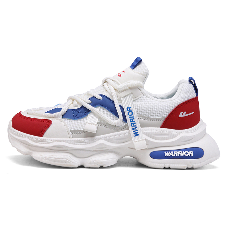 

WARRIOR Легкие и дышащие массивные кроссовки мужские низкие бежевый синий красный, цвет Beige/Blue/Red