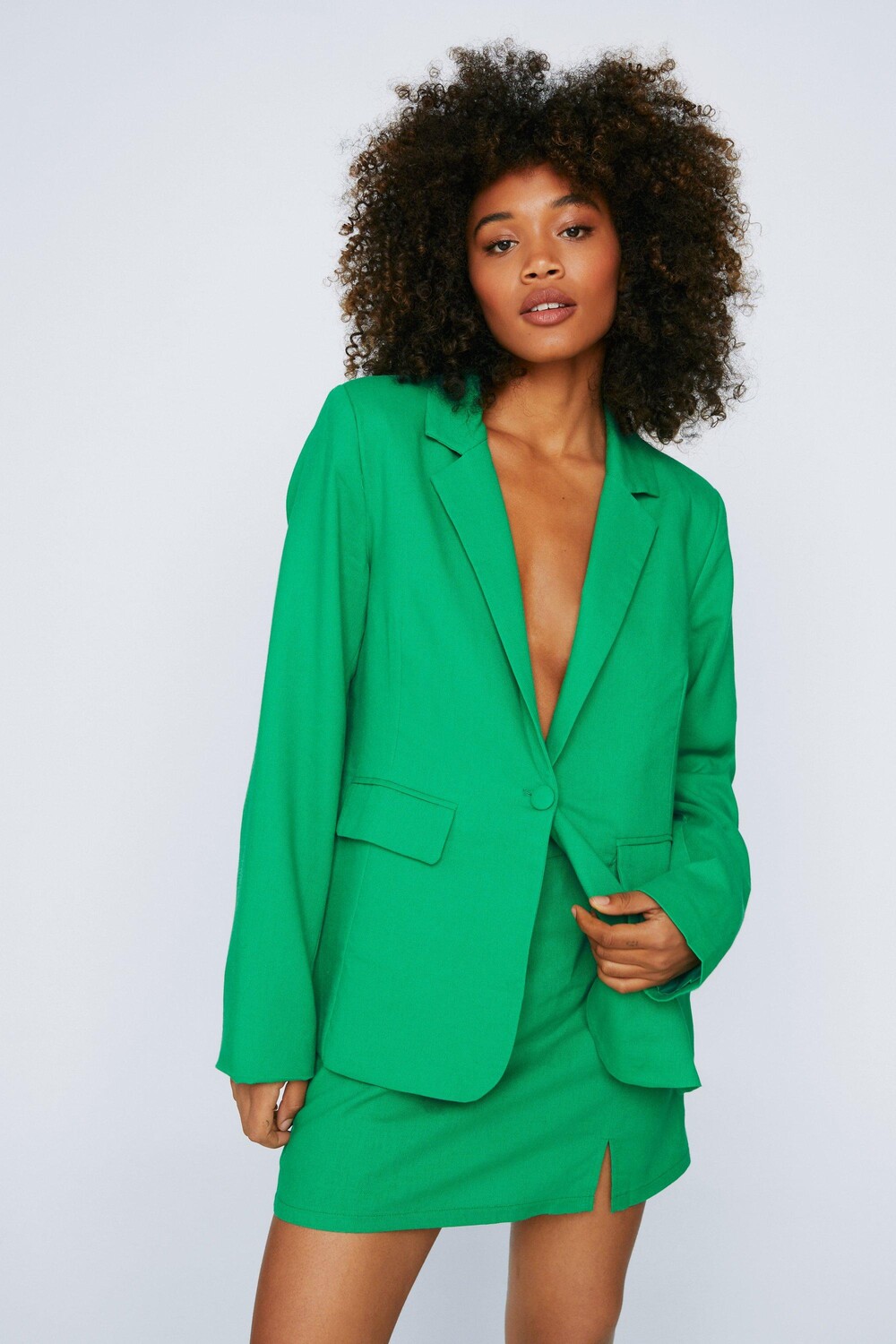 

Мини-юбка из льна с ламбрекеном на заказ Nasty Gal, зеленый