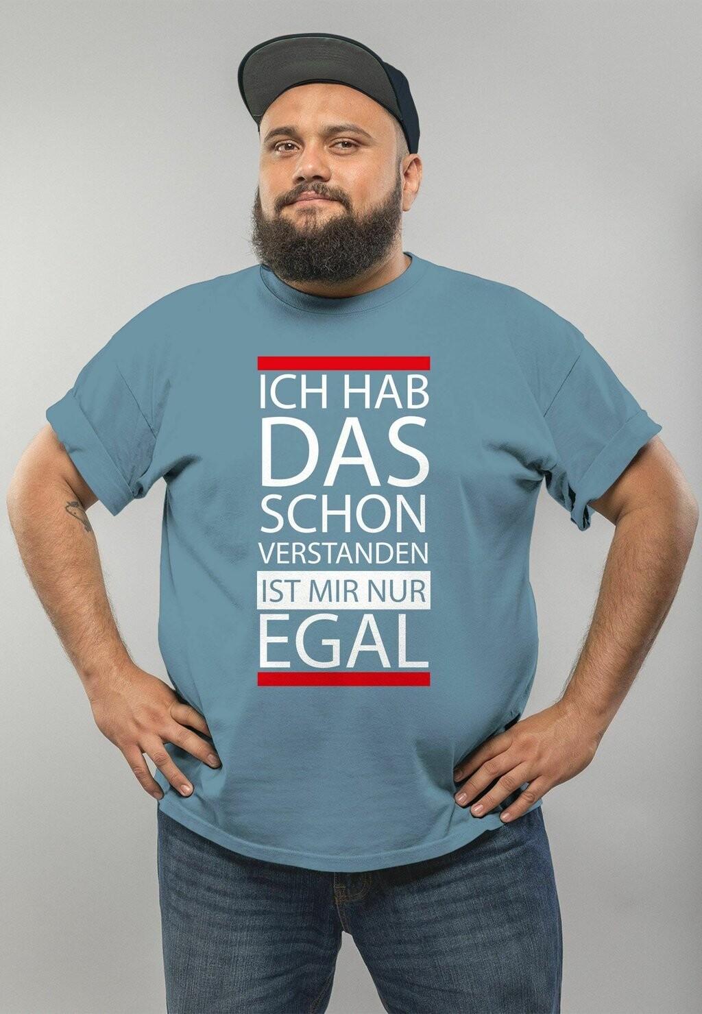 

Футболка с принтом ICH HAB DAS SCHON VERSTANDEN IST MIR NUR EGAL Moonworks, цвет stone blue