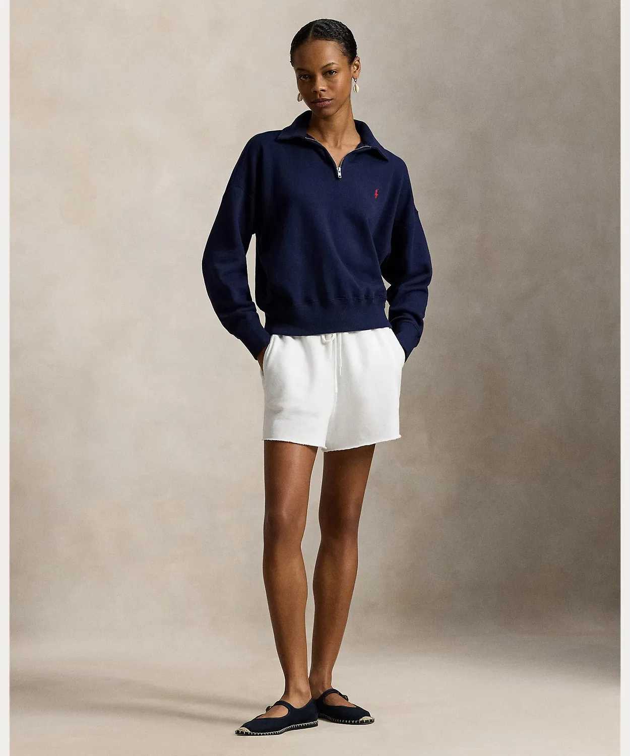 Флисовая кофта с четверть-застежкой Polo Ralph Lauren, Navy — фото 3