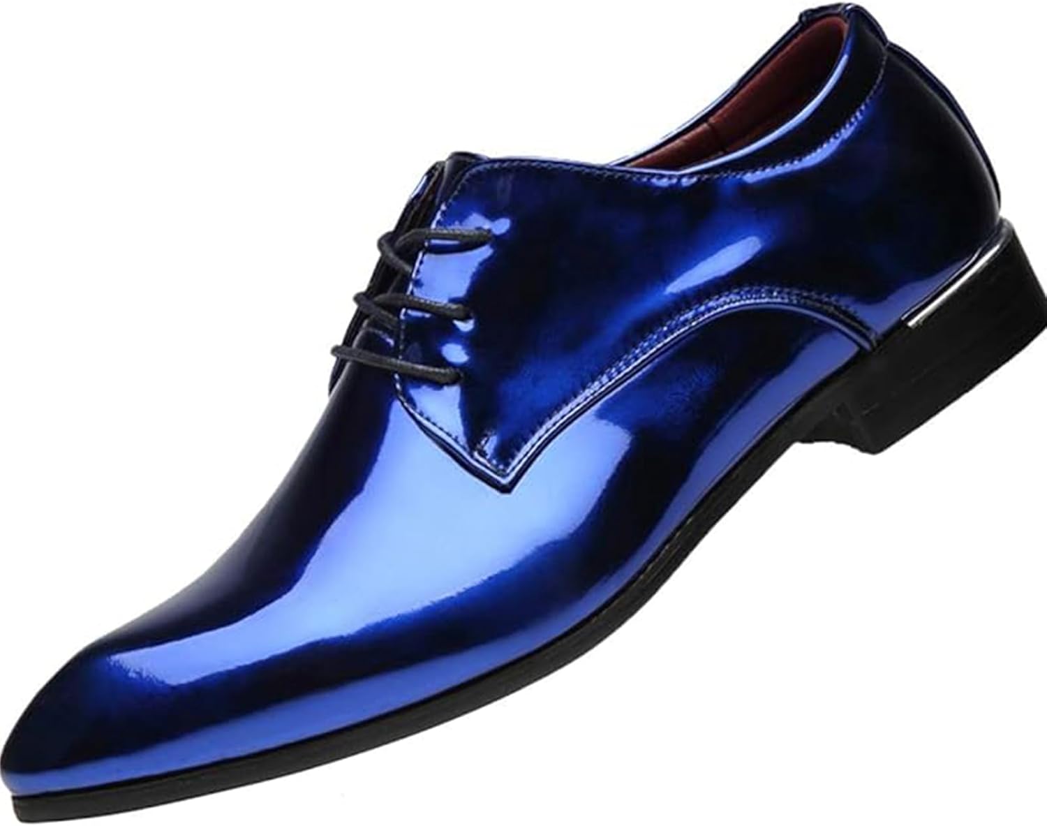 

Мужские классические оксфорды с острым носком из блестящей лаковой кожи, и повседневные модные туфли для вечеринок и мероприятий Xinduoyu, синий