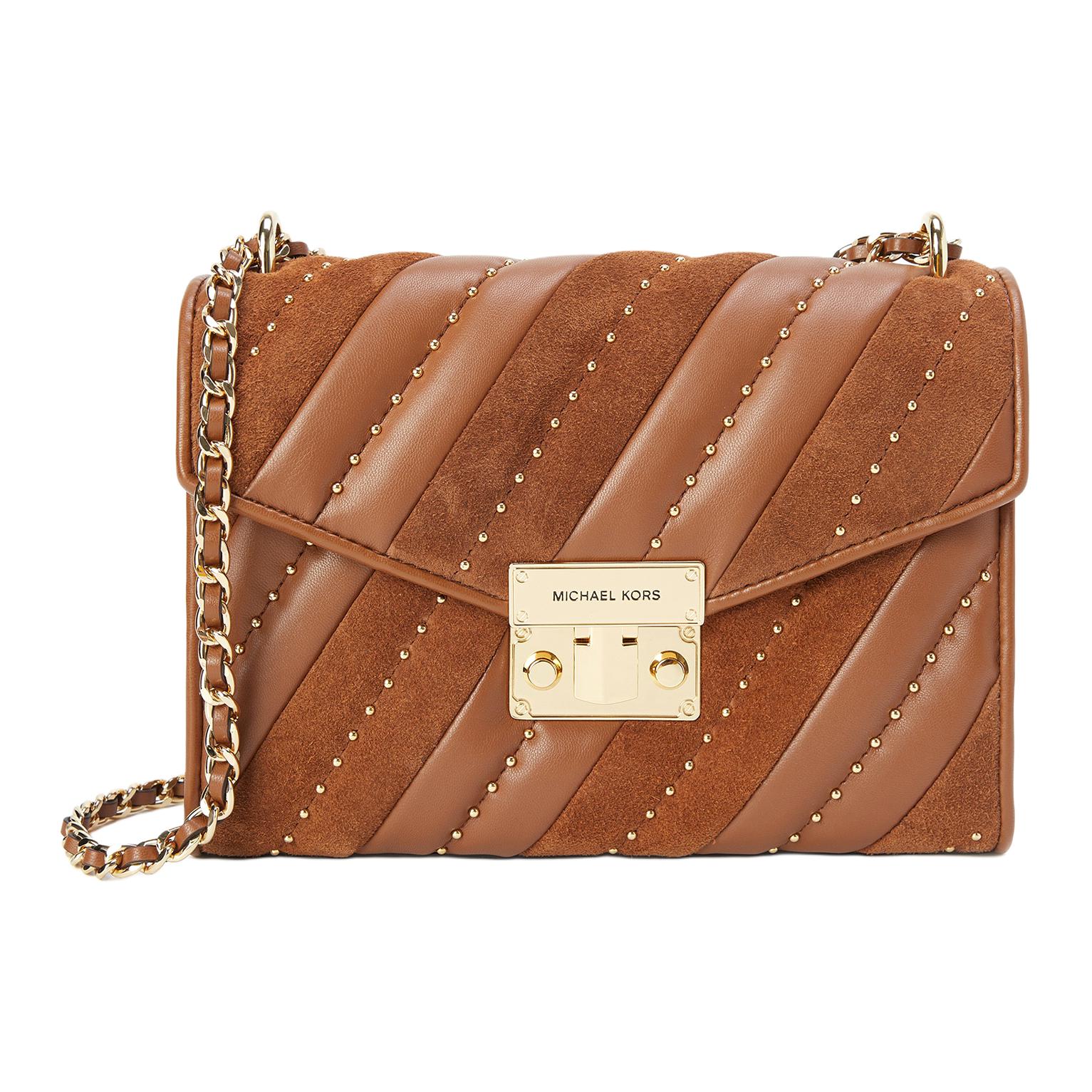 

Сумка через плечо из кожи розовой коровы, женская коричневая MICHAEL KORS