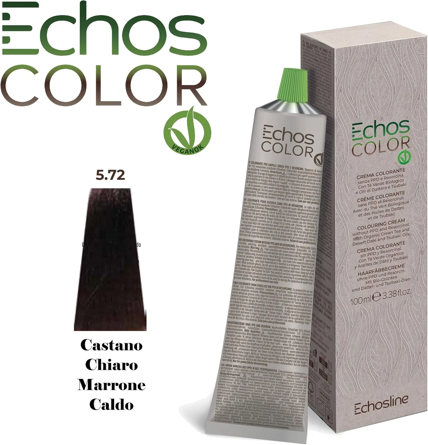 Крем-краска для волос Echos Colour 5.72 светло-коричневый теплый, 100 мл ‎Corrado — фото 2