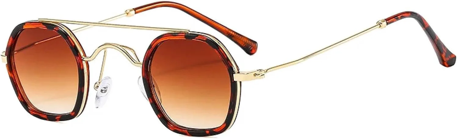 

Ретро-солнцезащитные очки Polygon для женщин, модные, с прозрачными линзами Ocean Gradient, защита от УФ-излучения UV400 для мужчин HHZZYVY, Leopard Tea Gradient