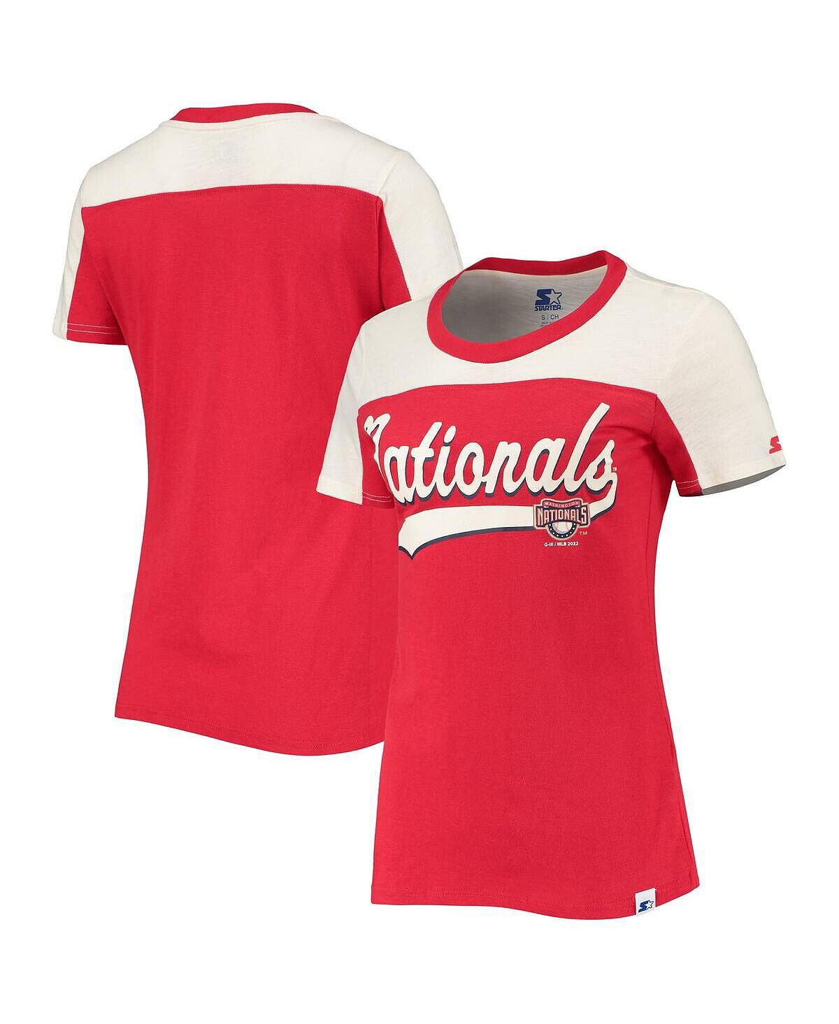 

Женская красно-белая футболка Washington Nationals Kick Start Starter, Красный, Женская красно-белая футболка Washington Nationals Kick Start Starter