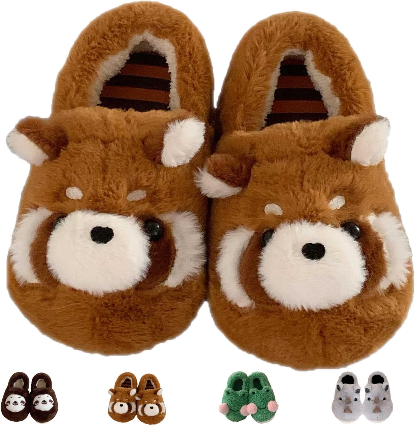 

Тапочки Jfxgjuv с изображением ленивца, тапочки с лягушкой для женщин и мужчин, милые пушистые тапочки в виде животных, забавные мягкие удобные тапочки из пены с эффектом памяти для дома и улицы, коричневый