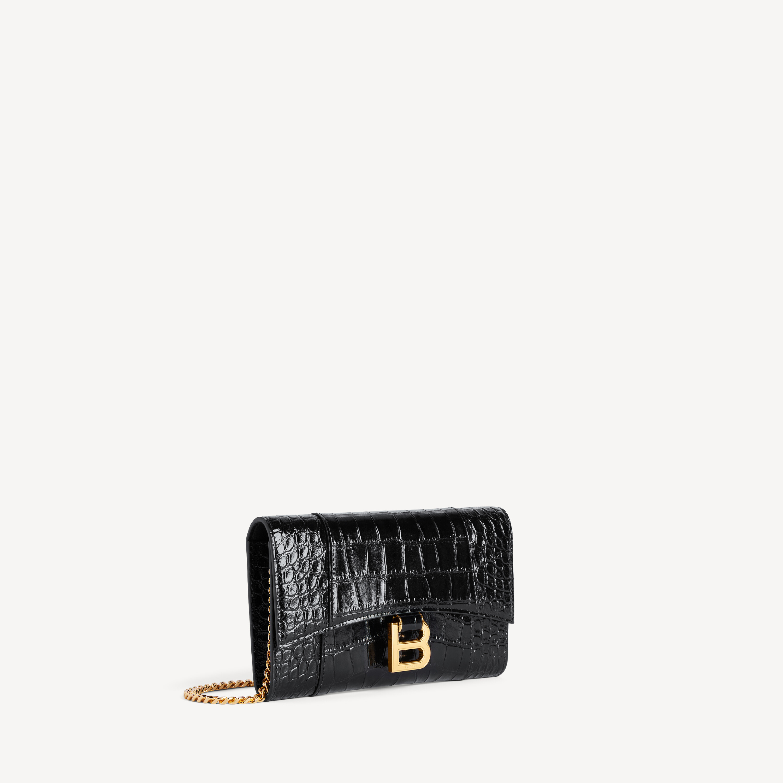 Женский кошелек hourglass на цепочке в черном цвете BALENCIAGA, черный — фото 2