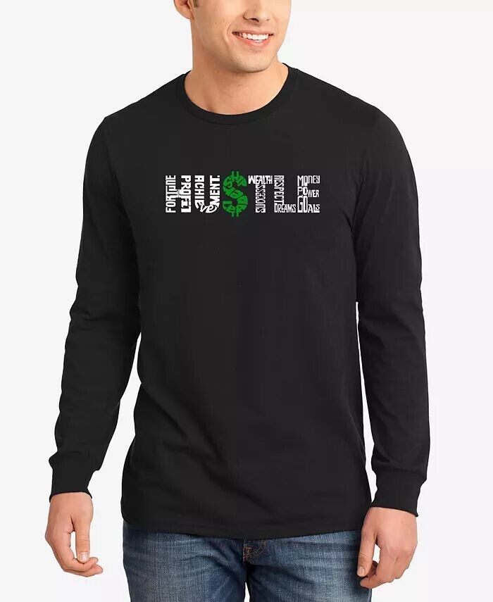 

Мужская футболка с длинным рукавом и надписью «Hustle» LA Pop Art, черный