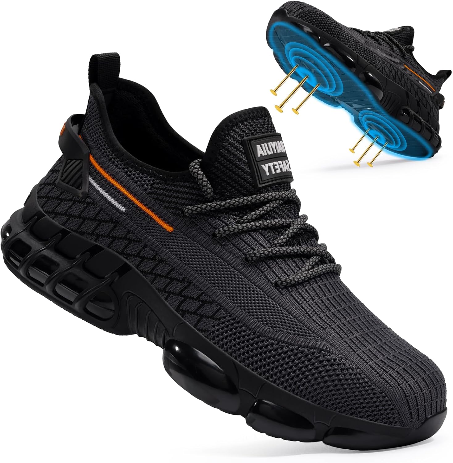 

Мужская обувь с стальным носком Легкие туфли для строительства и промышленности Кроссовки с защитным носком Безопасная и удобная обувь для мужчин и женщин Baiyijia, темно-синий