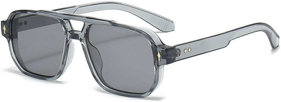 

Ретро-солнцезащитные очки с двойной перемычкой, квадратной формы, женские, модные, с прозрачными линзами с градиентом, защита от УФ-излучения UV400, мужские солнцезащитные очки в стиле панк с заклепками KTUCN, H