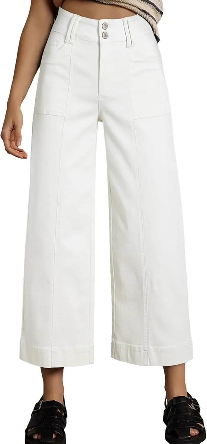 

Женские джинсы прямого кроя с завышенной талией QLAUYIOE