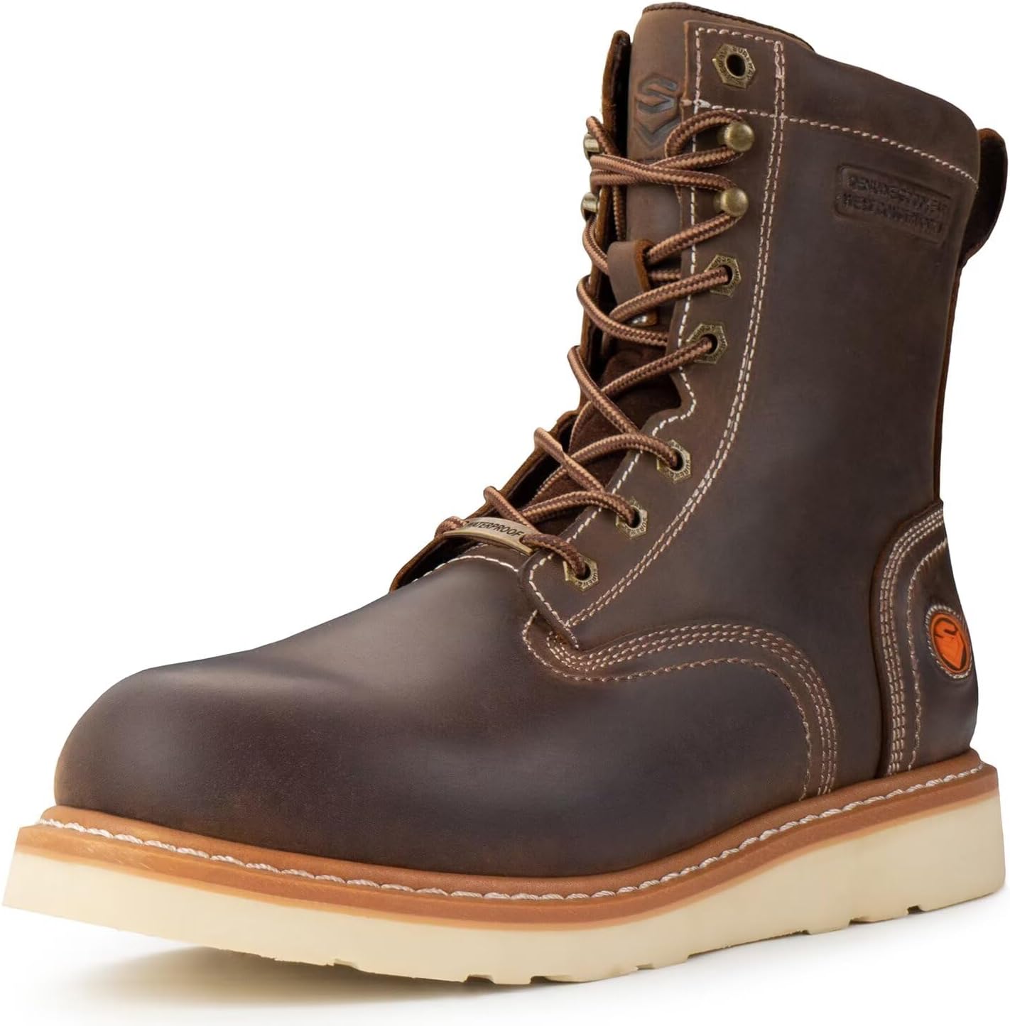 

Мужские ботинки SUREWAY 8 с водонепроницаемым стальным носком, повышенной устойчивостью к маслу и скольжению, из толстой цельной кожи, с клиновидной резиновой подошвой, сертифицированные по стандарту EH, коричневый