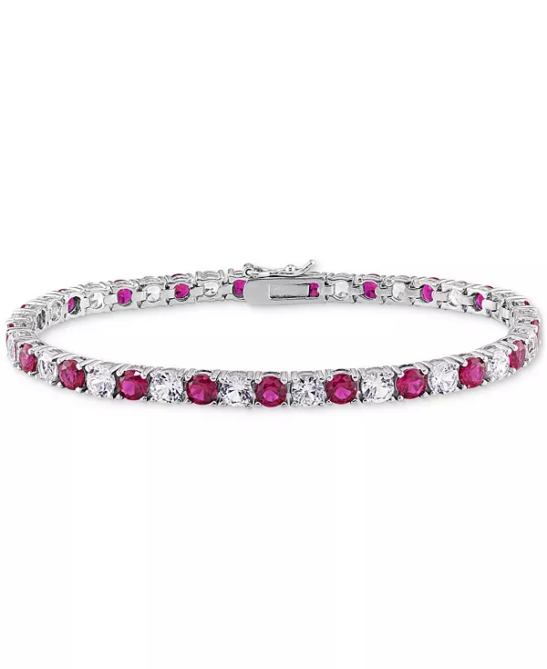 

Браслет из стерлингового серебра с драгоценными камнями, созданный в лаборатории Macy'S, red