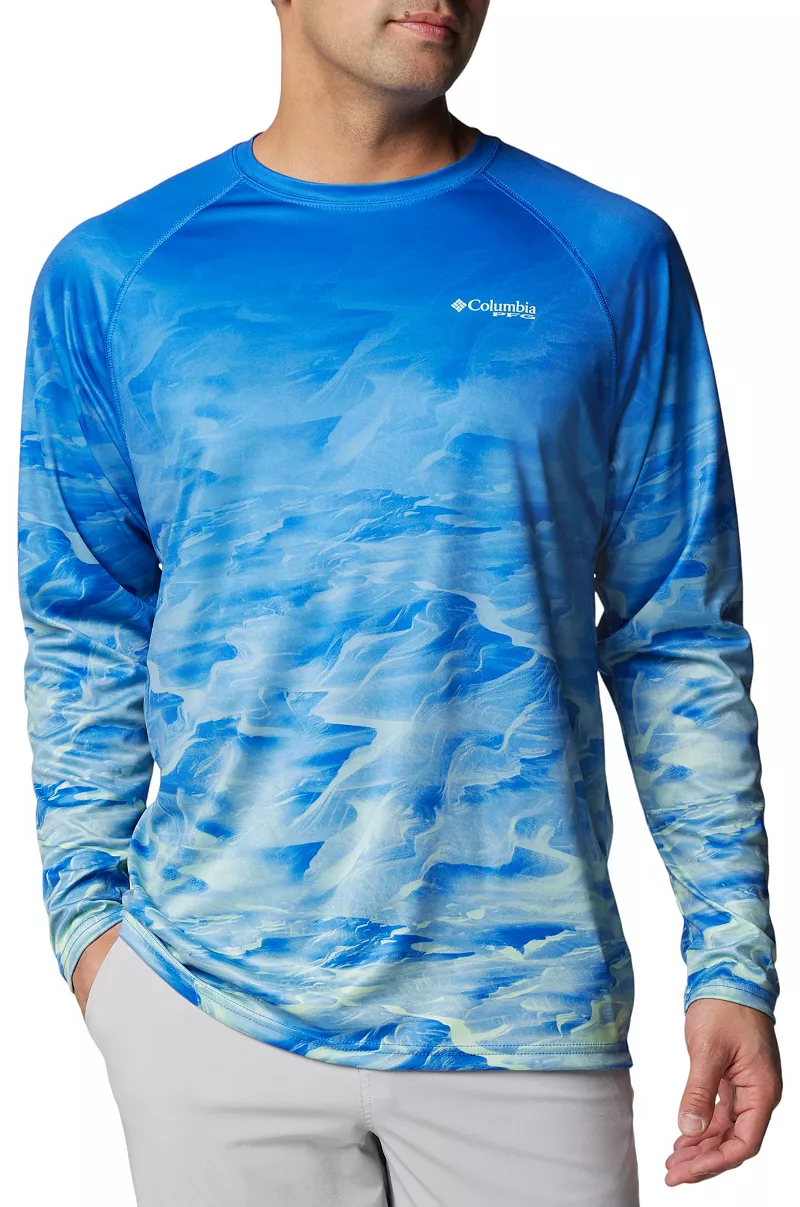

Мужская рубашка с длинным рукавом Columbia PFG Terminal Tackle Fish Flag, цвет Vivid Blue/Fsh Fl Slfsh