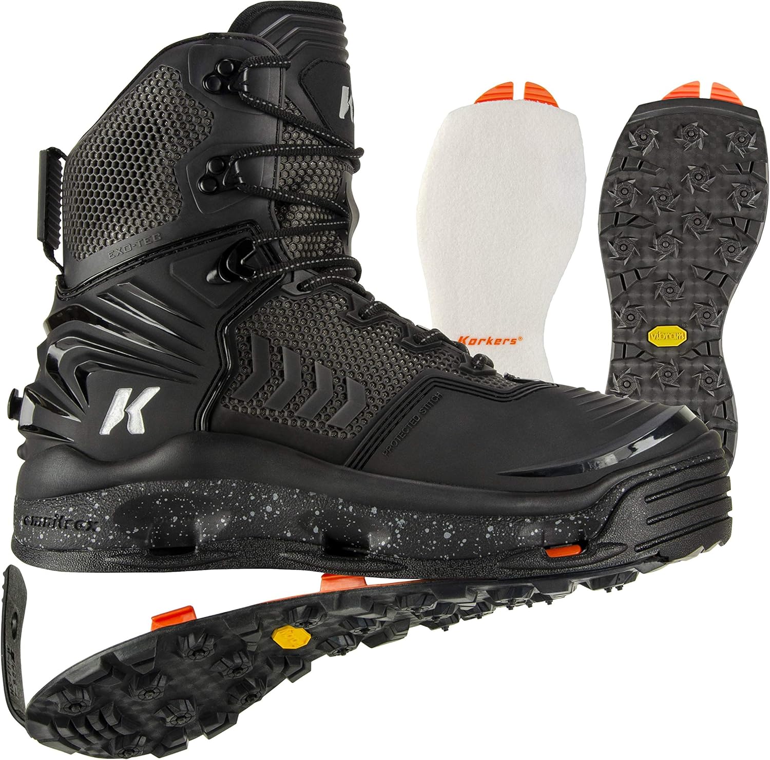 

Мужские ботинки Korkers с подошвой Felt и Vibram, черный