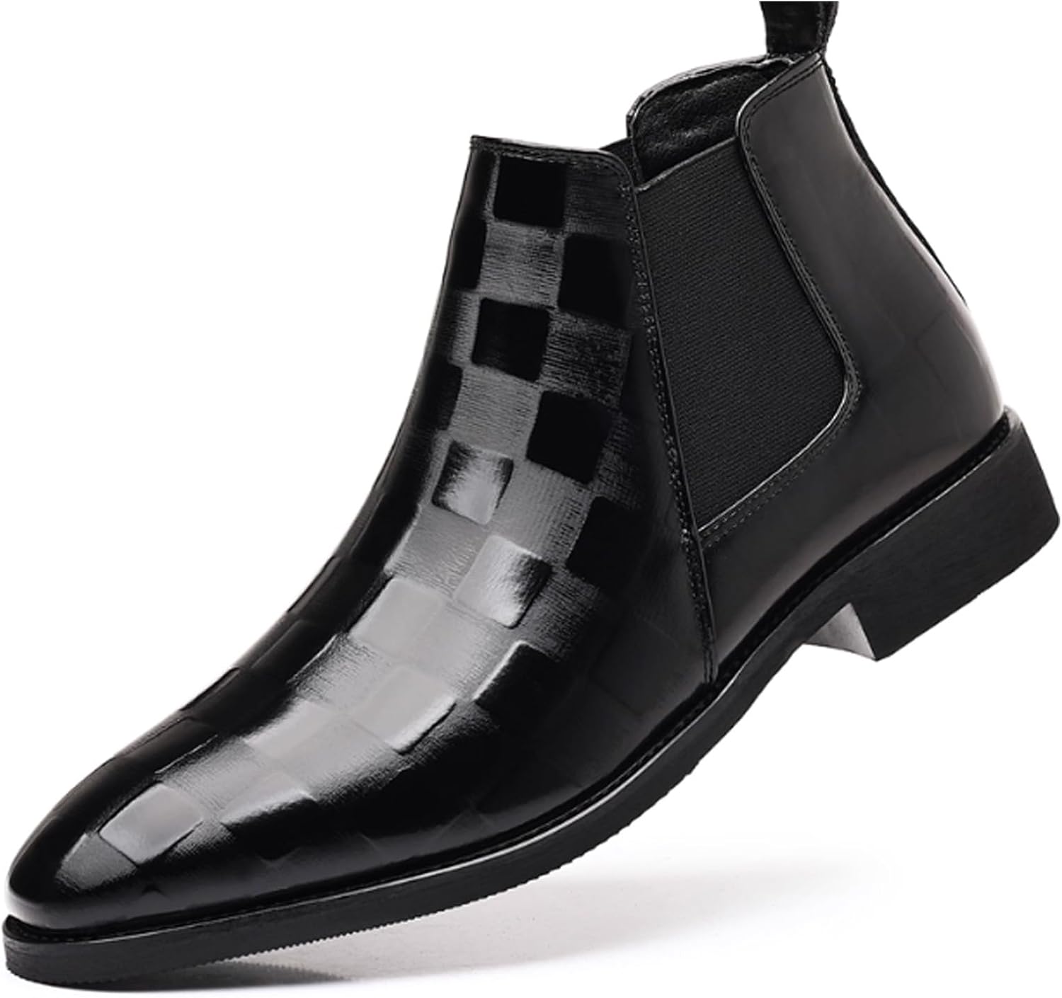 

Мужские лакированные ботинки-челси с принтом, удобные, с эластичным ремешком, острым носком и массивным каблуком, для делового стиля, для работы и торжественных случаев, ботильоны-чукка Yherohg, черный