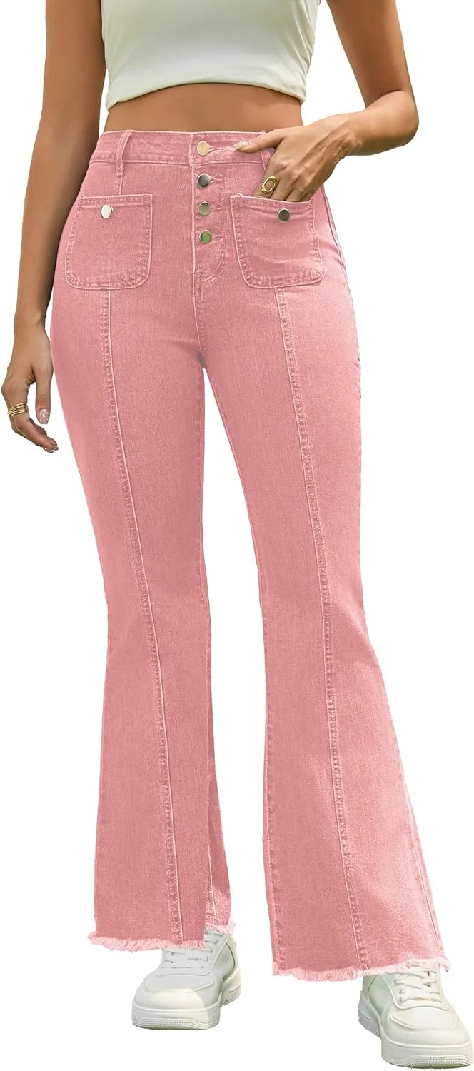 

INR Casual Denim Pants для женщин High Waist Stretchy Bell Bottom