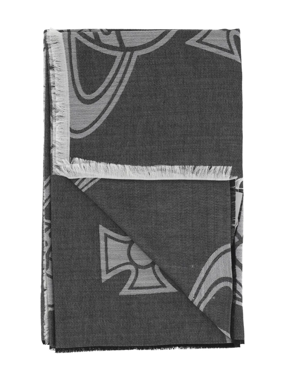 

Шарф с бахромой и логотипом Orb Vivienne Westwood, серый