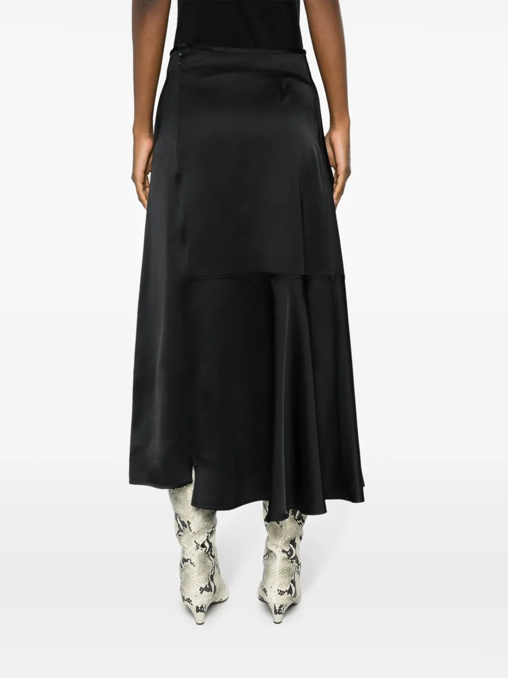 Юбка миди с завышенной талией и вставками JIL SANDER, черный — фото 4