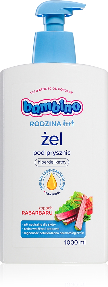 

Семейный шелковистый гель для душа с ревенем Bambino, 1000 мл