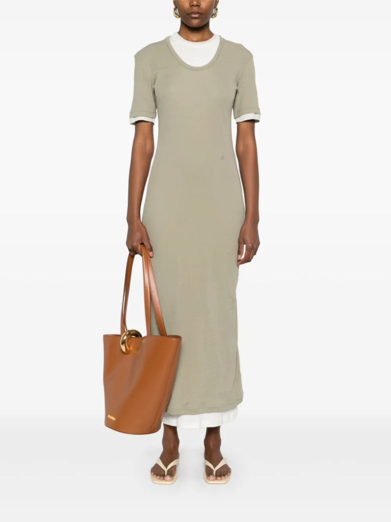 Хлопковые платья миди (набор из трех штук) Jil Sander, зеленый — фото 2