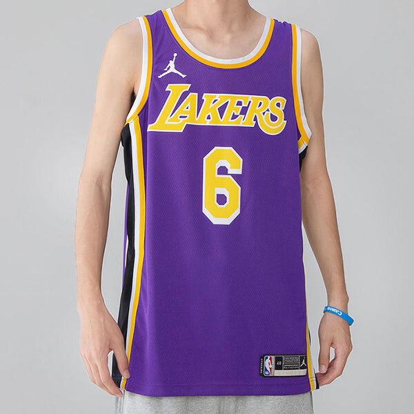 Майка Men's Nike NBA Quick Dry Sports Basketball SW Fan Edition Version Los Angeles Lakers Lebron James No. 6 Purple Jersey, фиолетовый — фото 3