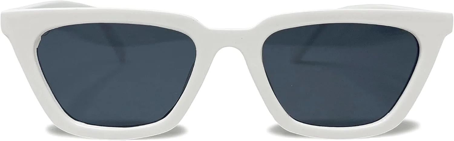 

Женские солнцезащитные очки Funky Junque в форме «кошачьих глаз», модные, винтажные, маленькие, узкие, квадратные, в стиле ретро, ​​подарки, White Frames/Smoke Lenses