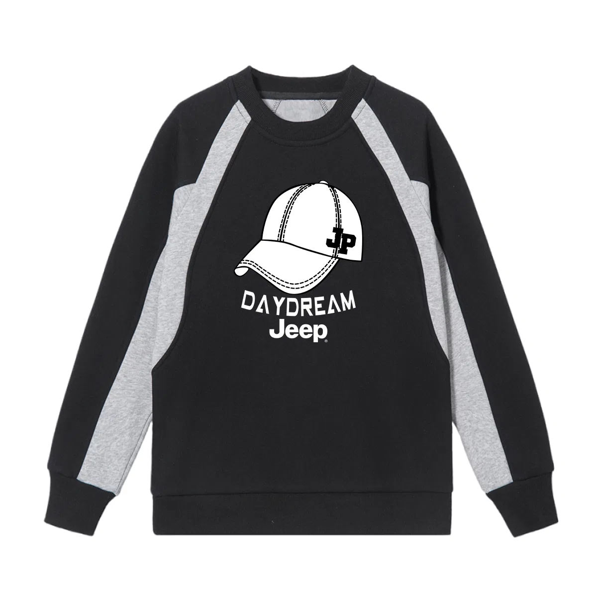 Свитшот детский с круглым вырезом утепленный Grade School Jeep, Black Gray