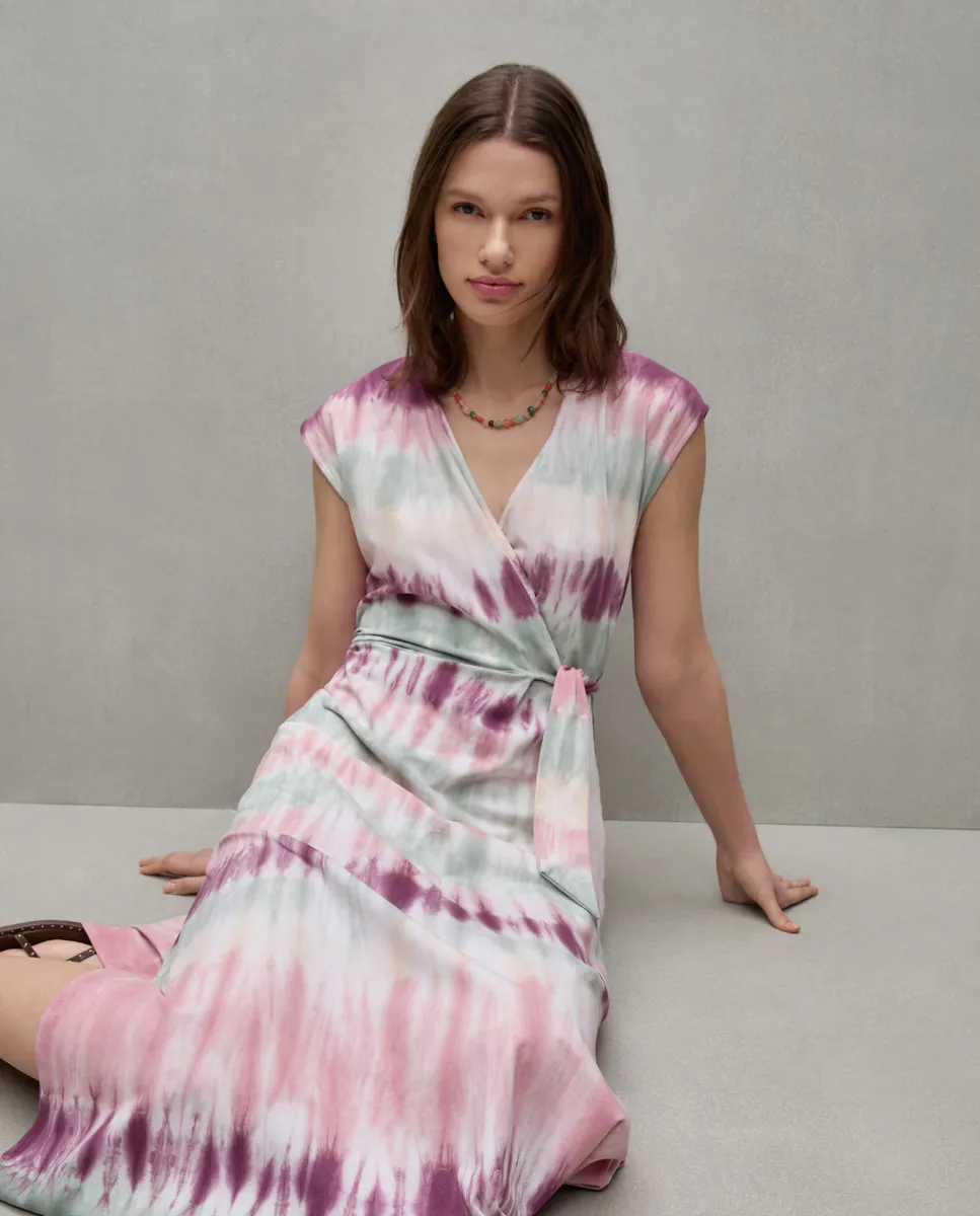 

Платье миди с короткими рукавами тай-дай Easy Wear, цвет Rosa