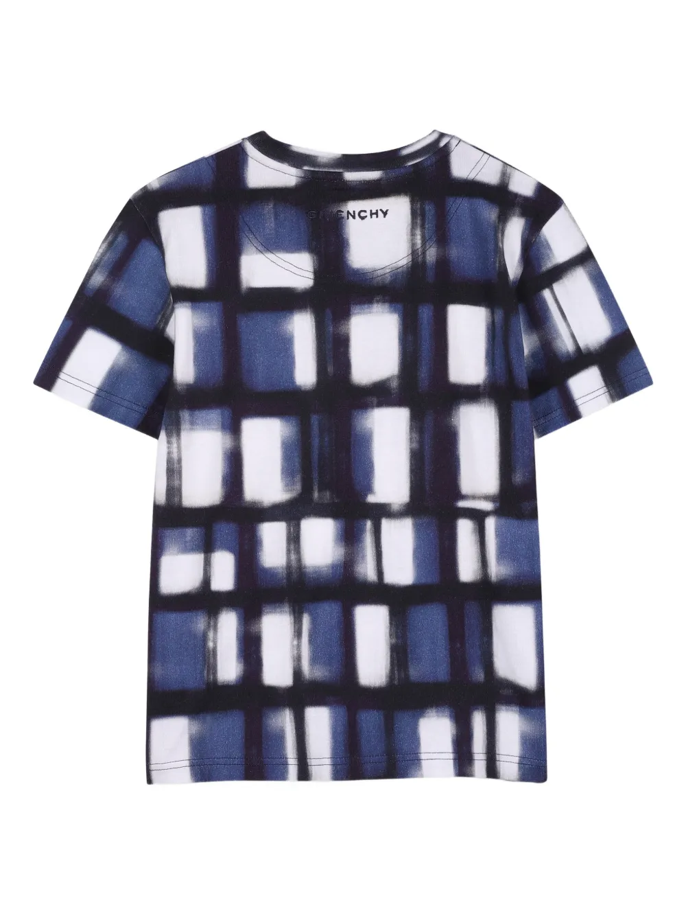Футболка в клетку с короткими рукавами Givenchy Kids, синий — фото 2