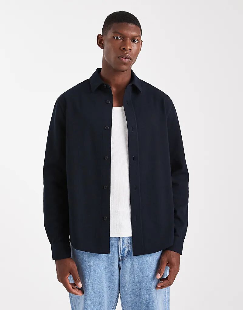 

Рубашка из джерси ASOS DESIGN классического кроя темно-синего цвета