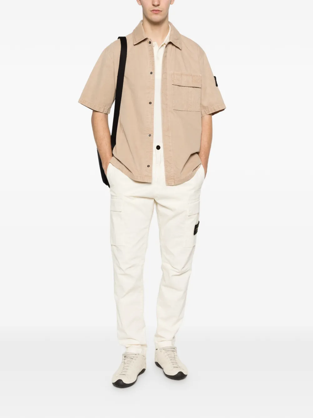Карго-брюки с нашивками Stone Island, бежевый — фото 2