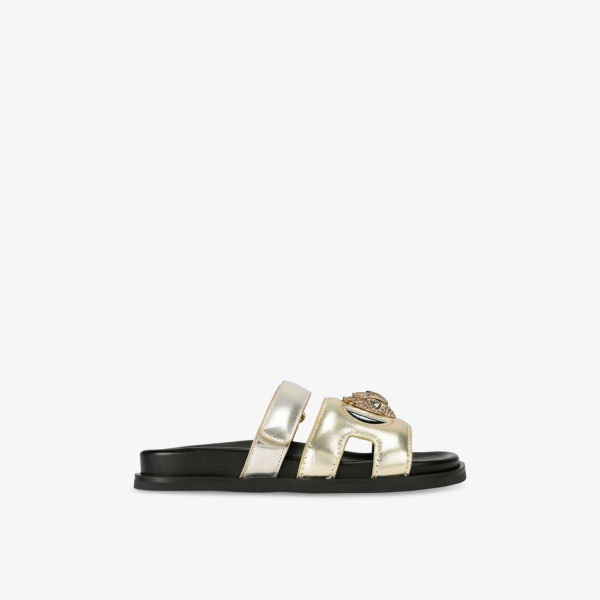 Сандалии Kurt Geiger London из металлизированной кожи с вырезом в виде орла, золотой
