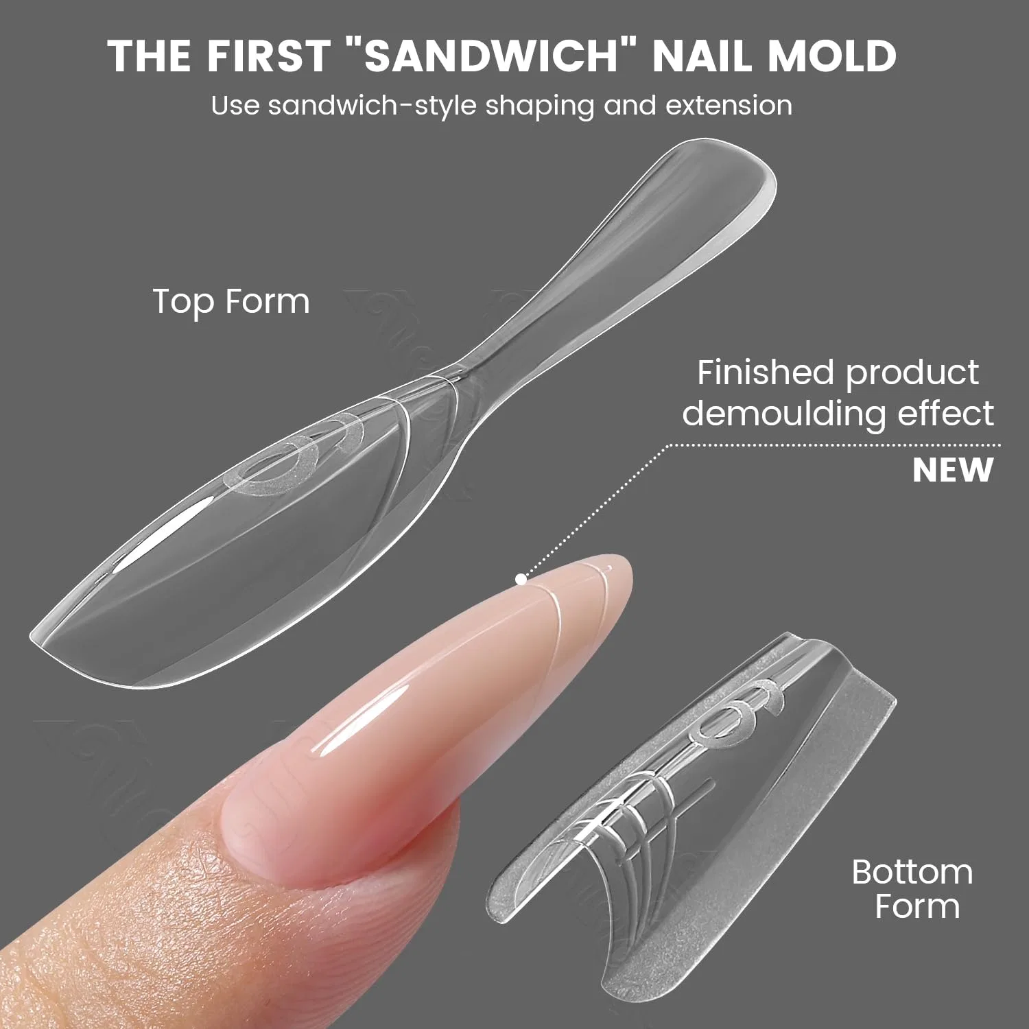 Двойные формы для наращивания ногтей YOKEFELLOW Sandwich, 240 шт. Yoke Fellow, W558-Almond — фото 4